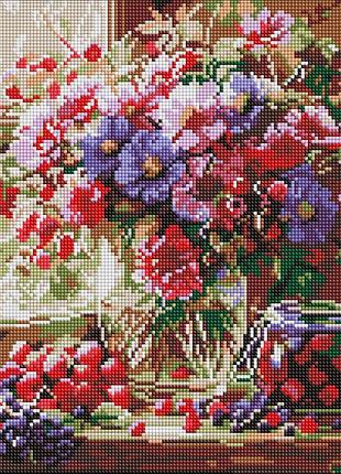Алмазна мозаїка "букет і фрукти" ©art_selena_ua amo8314, 40х40 см