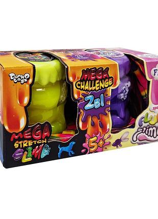 Вязкая масса "2 в 1 "mega stretch slime" и "fluffy slime" fls-03-01u укр желто-фиолетовый
