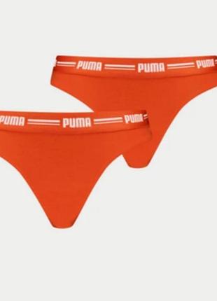 Оранжевые трусики стринги puma с логотипом спортивные бесшовные трусы пума