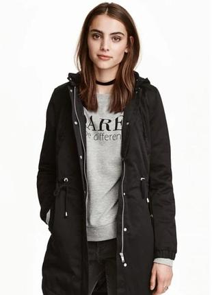 Женская хлопковая куртка-парка черного цвета от шведского бренда h&amp;m divided