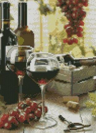 Алмазная мозаика "вино в бокалах" hx446 30х40 см