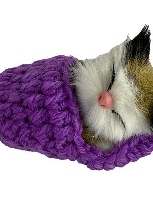 Детский антистресс "котик спит в вязаном тапочке" mm418(violet)