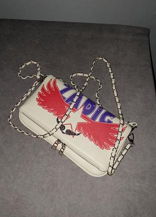 Zadig & voltaire rock біла сумка з лого по всій сумці