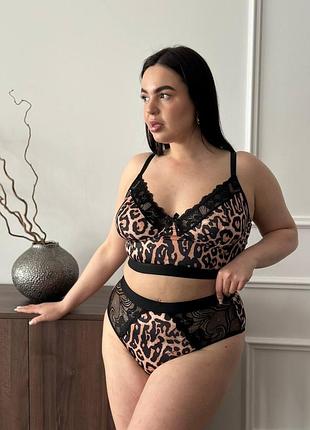 Леопардовий жіночий комплект plus size