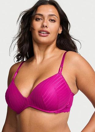 Бюстгальтер victoria's secret (28698755851) sexy tee sheer heritage stripe wireless push-up bra 70d фуксия