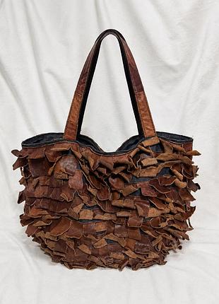 🍂 ексклюзивна шкіряна сумка-хобо diva's bag у стилі бохо з об'ємними пелюстками