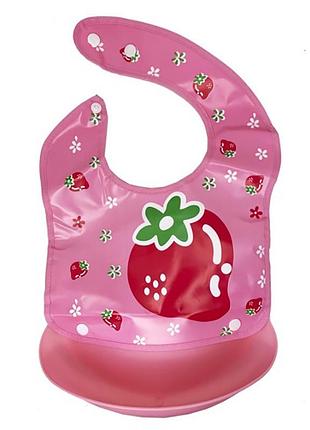 Детский слюнявчик трактор mgz-0602(pink) со съемным карманом