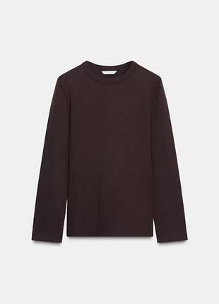 Лонгслив базовый zara, лонг zara зара s,m коричневый