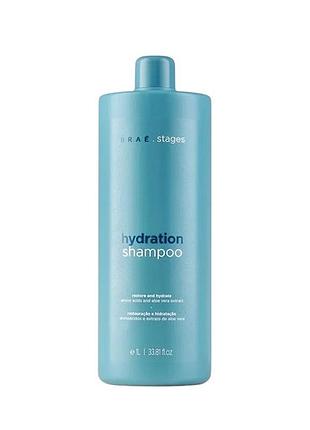 Увлажняющий шампунь для волос braé stages hydration shampoo, 1000 мл