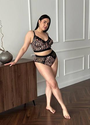 Леопардовий жіночий комплект plus size