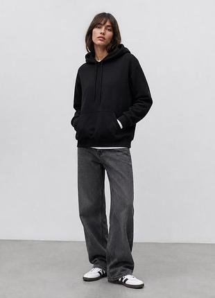 Женское утепленное худи creator studio (h&amp;m) xs s xl xxl черное однотонное (12345747-15)