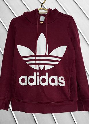 Жіноче бордове худі adidas s 36 44 адідас кофта з капюшоном та трилисником бордовий світшот адидас з логотипом 44