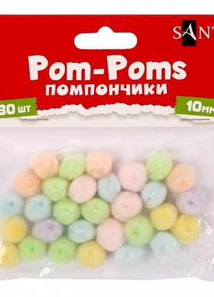Декоративные помпоны для творчества 955452 пастельные цвета, акрил, d-10 мм, 30 шт