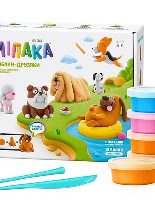 Детский меганабор пластилина "собаки-друзья" lipaka 15030-ua01 самостоятельно затвердевает
