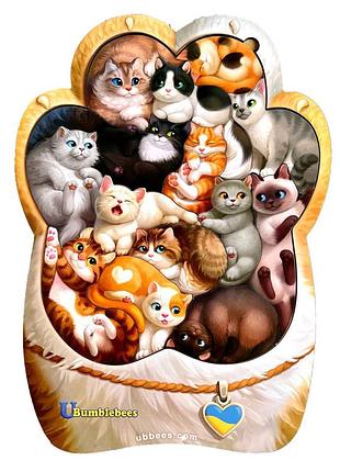 Деревянный пазл-вкладыш "котики-муркотики" ubumblebees (псф133) psf133