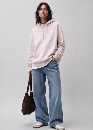 Жіноче утеплене худі creator studio (h&m) l пастельно-рожеве однотонне (12345747-15)
