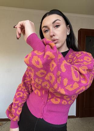 1+1=3❗️тепла кофта рожева принт обʼємний рукав