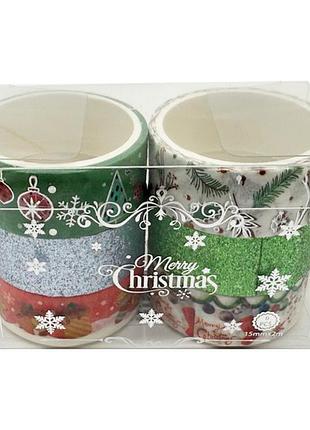 Набор декоративный скотч "merry christmas" xm-jd2273-4, 1,5 см x 2 м
