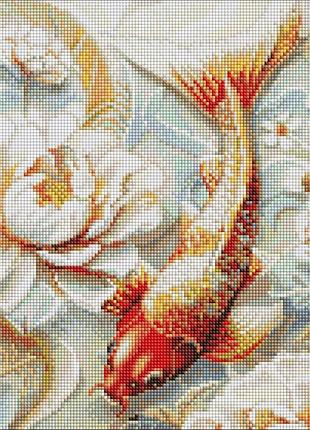Алмазная мозаика "кои в цветах" ©art_selena_ua amo20240, 40х40 см