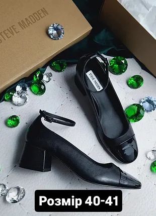 Steve madden оригінал чорні шкіряні туфлі мері джейн на невисоких підборах