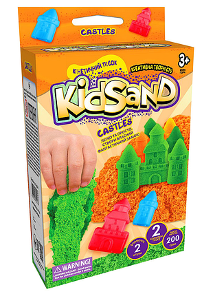 Кінетичний пісок kidsand ks-05-01u, 200 г в наборі помаранчеві замки