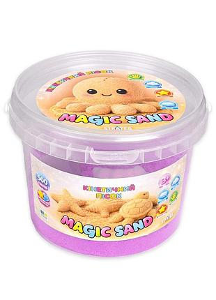 Кинетический песок magic sand 31196 фиолетовый 500 гр, формочки 4 шт