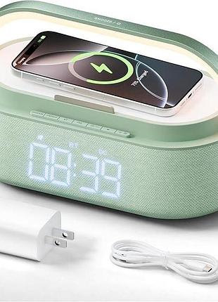 Bluetooth-колонка-будильник colsur с беспроводным зарядным устройством, светодиодным ночником, аккумулятором 2500