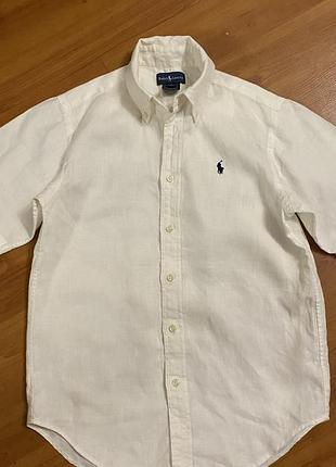 Лляна біла сорочка polo ralph lauren для хлопчика (12 років / 150 см) оригінал