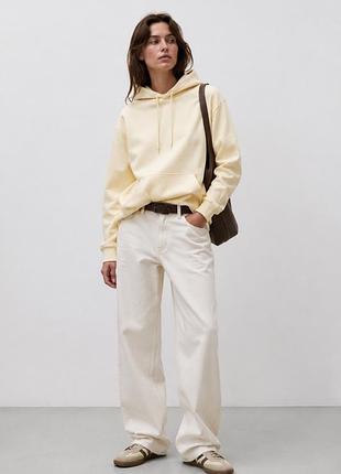 Женское утепленное худи creator studio (h&amp;m) xs m пастельно-желтое однотонное (12345747-15)