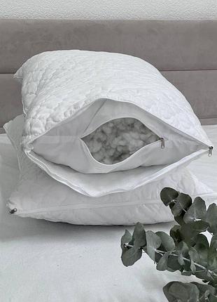 Подушка ecotton 50х70 см антиалергенна подвійна з чохлом наволочкою на блискавці із мікрофібри біла white