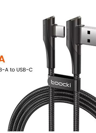 Кабель для телефона угловой в нейлоновой оплетке usb — usb type c фирмы toocki