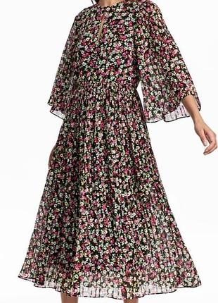 Шифоновое платье-миди h&amp;m в цветочный принт.