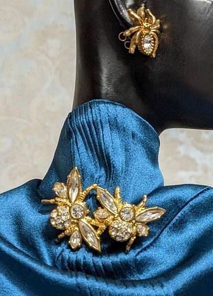 Swarovski позолоченная брошка пчелки
