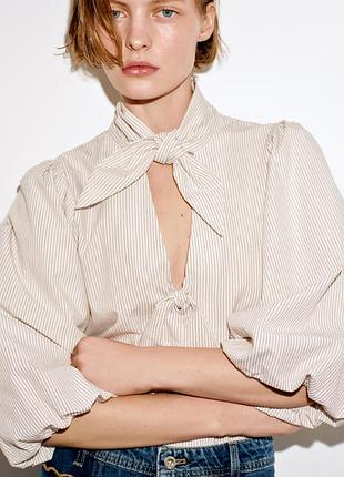 Блуза в смужку з бантами від zara
