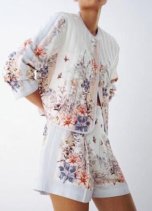 Стеганая куртка из смеси льна h&amp;m размеры 36 38 40 (1359628001)