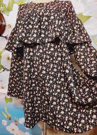 Шёлковое платье с воланом  по груди в стиле бохо in the style 12p