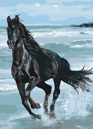 Картины по номерам «чёрная лошадь» bs29330 (48x60 см l)