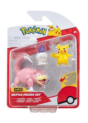 Набор игровых фигурок pokemon w18 - пиккачу, литвик, слоупок