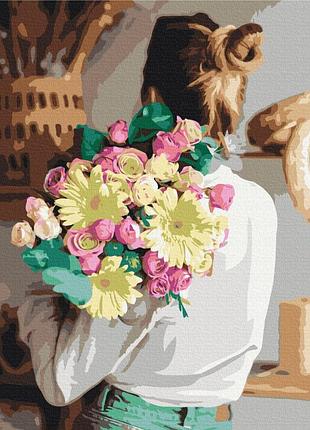 Картина по номерам «девушка с букетом» bs52539 (48x60 см l)