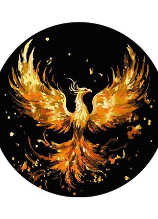 Картины по номерам «огненный феникс (размер l) на чёрном холсте» rcb00125 40 (кругла, діаметр 30 см m)