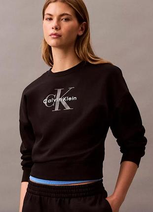 Свитшот толстовка флисовая monology calvin klein. цвет: black.
