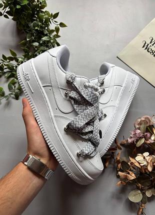 Nike air force custom lanvin laces grey white