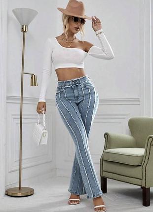 Нові трендові джинси кльош shein (emery rose) з необробленими швами, розмір s