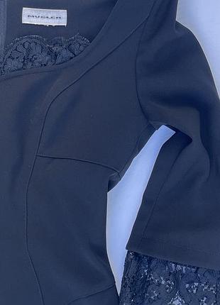 Чорна сукня-фітляр  архівний # vintage  від французького  бренду mugler. чорний  глибокий колір. розмір xs.