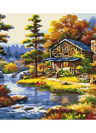 Картина за номерами "будиночок біля озера" bs51963 (48x60 см l)