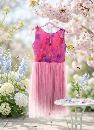 Витончена рожева сукня з ефектом tie-dye та невагомим фатином