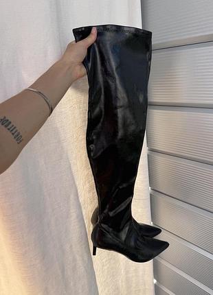 Ботфорти лакові чорні zara, розмір 36, дуже гарний стан