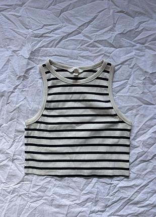Молочний топ у смужку h&m
