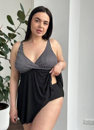 Стильний чорний купальник танкіні для дівчат plus size