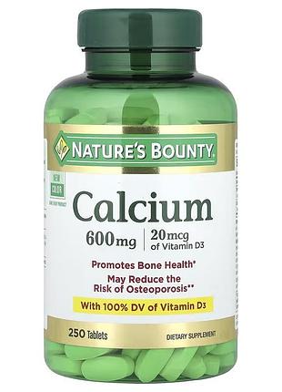 Кальций и витамин d3, 600 мг и 20 мкг, calcium, nature's bounty, 250 таблеток